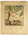 Charles Kingsford Smith Signed Print Commemorating His Pioneering Flight From United States to Australia