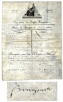 Napoleon Bonaparte Document Signed as First Consul -- With Napoleons Personal Vignette to Top -- Countersigned by Lazare Carnot, Organizer of Victory of the French Revolution