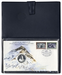 Sir Edmund Hillary & Tenzing Norgay Signed First Day Cover -- With Limited Edition Coin Marking 25th Anniversary of Everest's First Ascent