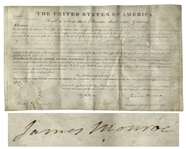 James Monroe Land Grant Signed as President in 1823