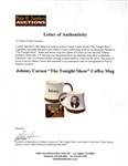 Johnny Carson Mug Used on His Desk During ''The Tonight Show'' -- Previously Owned by Carson's Personal Correspondent Who Worked on the Show for 10 Years