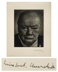 Winston Churchill Signed Photo Display -- Unusual, Dramatic Portrait of the WWII Prime Minister