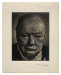 Winston Churchill Signed Photo Display -- Unusual, Dramatic Portrait of the WWII Prime Minister
