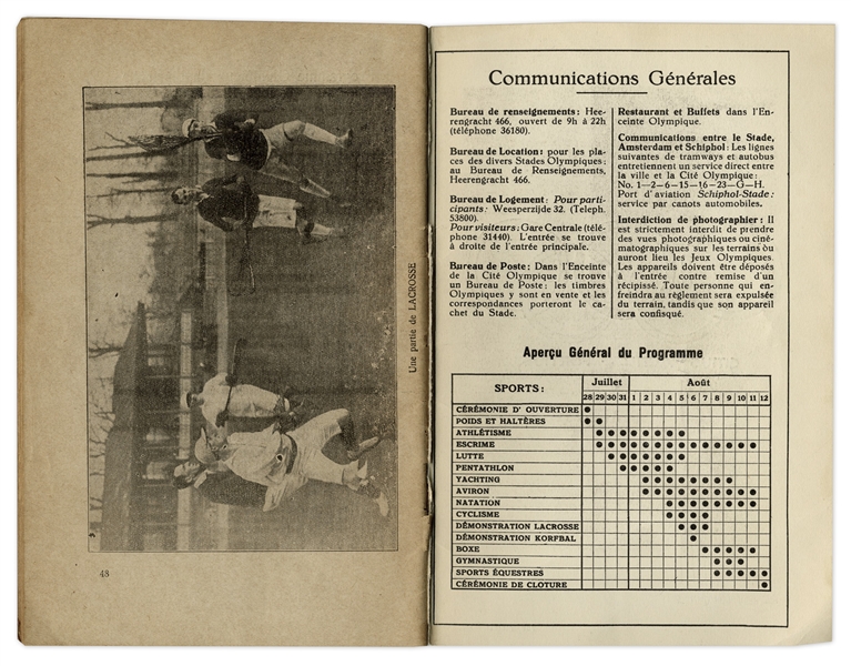 1928 Summer Olympics Program -- Held in Amsterdam