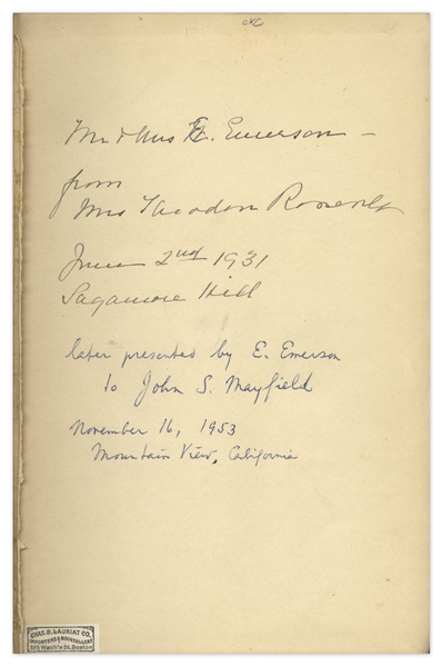 Edith Roosevelt Signed Book ''Ventures in Book Collecting''