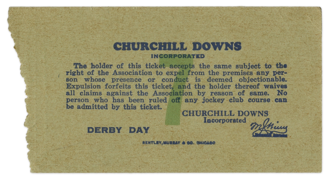 1933 Kentucky Derby Ticket