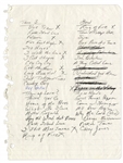 Johnny Cash Handwritten Set List from Mid 1990s -- Includes Ring of Fire, I Walk the Line, Hey Porter and Casey Jones -- With Sothebys Provenance