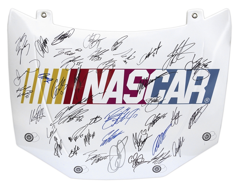 NASCAR Hood Signed by Jimmie Johnson, Jeff Gordon, Dale Earnhardt, Jr., Danica Patrick and Entire Lineup at 2015 Pocono Raceway -- 43 Signatures in Total -- With COA From NASCAR Foundation