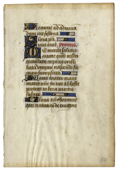 12th Century Hand-Painted Manuscript From ''Book of Hours''