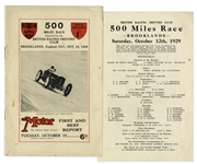 1929 Brooklands Race Program -- Inaugural Year of Race
