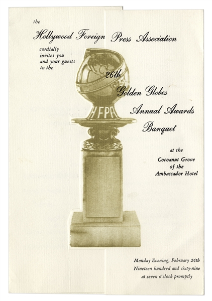 1969 Golden Globes Invitation Card