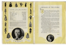 1921 Program From D.W. Griffith Film ''Orphans of the Storm'' -- Filled With Rich Illustrations, Photographs & Comic Strips