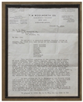 Frank Woolworth Pair of Letters Signed, in Handsome Framed Presentation