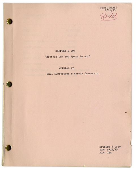 ''Sanford & Son'' Season 5, Episode 6 First Draft Script Owned & Annotated by Redd Foxx -- 38 Pages -- Near Fine Condition -- From Redd Foxx Estate