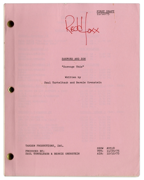 ''Sanford & Son'' Season 5, Episode 20, First Draft Script Owned by Redd Foxx -- With Original Title on Cover -- 40 Pages -- Near Fine Condition -- From Redd Foxx Estate