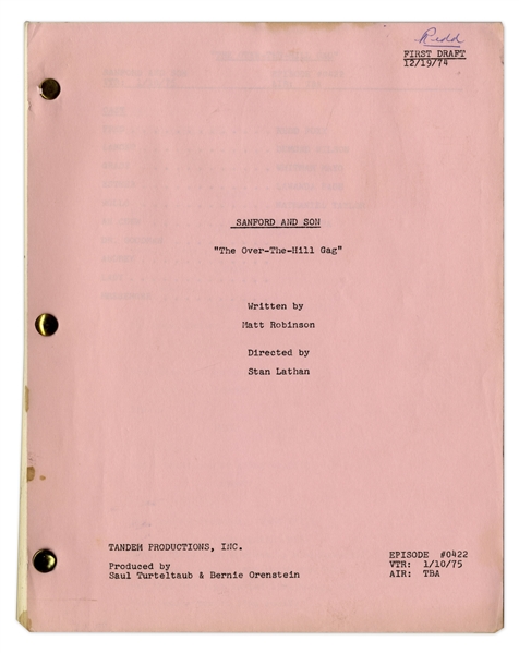 ''Sanford & Son'' Season 4, Episode 24, First Draft Script Owned by Redd Foxx -- 41 Pages -- Very Good Condition -- From Redd Foxx Estate