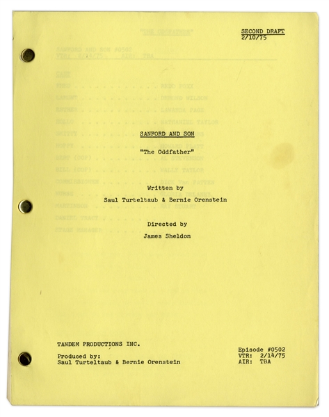 ''Sanford & Son'' Season 5, Episode 13 (100th Episode) Second Draft Script Owned by Redd Foxx -- 39 Pages -- Very Good Condition -- From Redd Foxx Estate