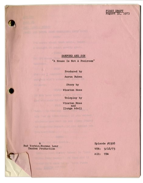 ''Sanford & Son'' Season 3, Episode 11 First Draft Script Owned & Annotated by Redd Foxx -- 36 Pages -- Very Good Condition -- From Redd Foxx Estate