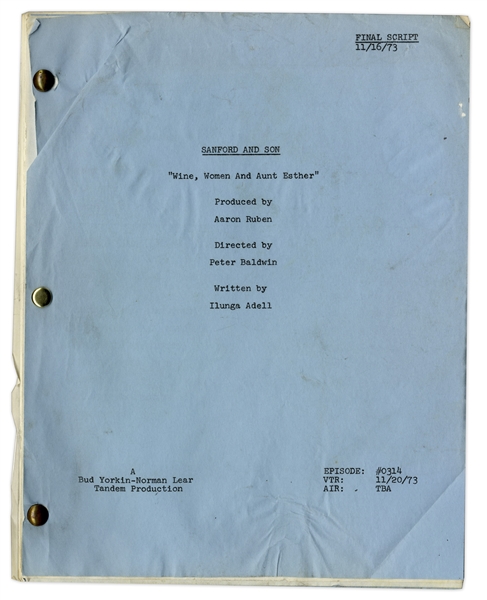 ''Sanford & Son'' Season 3, Episode 13 Final Draft Script Owned by Redd Foxx -- 36 Pages -- Very Good Condition -- From Redd Foxx Estate