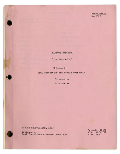 ''Sanford & Son'' Season 4, Episode 16, First Draft Script Owned by Redd Foxx -- 36 Pages -- Very Good Condition -- From Redd Foxx Estate