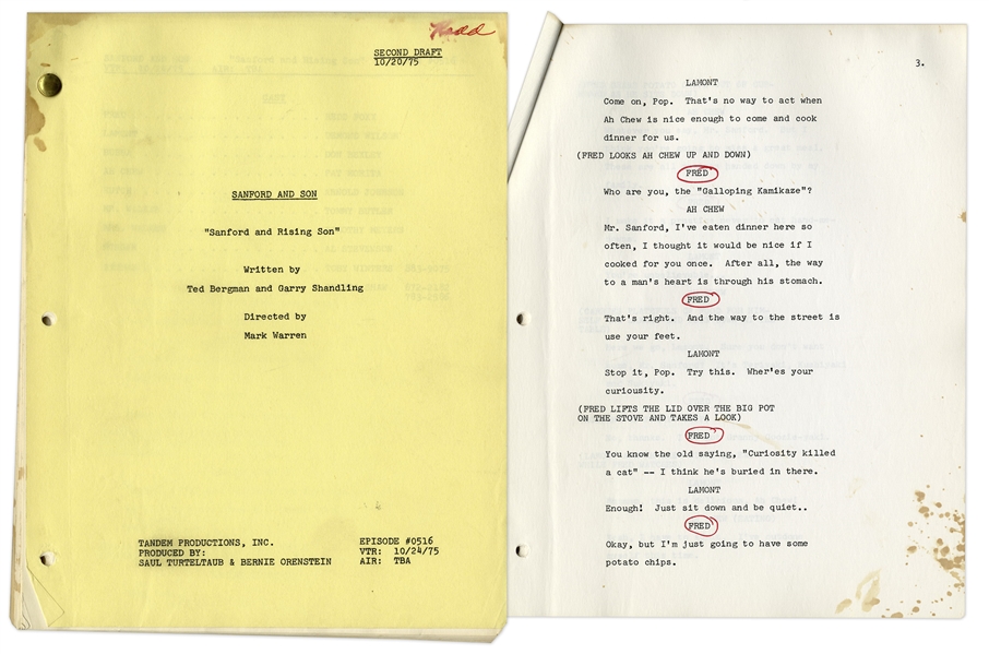 Redd Foxx's ''Sanford & Son'' Script -- 2nd Draft of ''Sanford and Rising Son'' Dated 20 October 1975 -- 40pp. -- Very Good Condition -- From Redd Foxx Estate