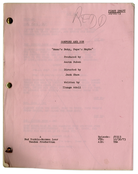 ''Sanford & Son'' Season 3, Episode 14, First Draft Script Owned & Annotated by Redd Foxx -- 38 Pages -- Very Good Condition -- From Redd Foxx Estate