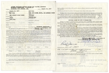 Lot of 4 Contracts Signed by Redd Foxx From Early in His Career, With Handwritten Notes Reading ''GHETTO LANDLORDS'' and ''CIVIL RIGHTS PASSAGE - WATERED DOWN''