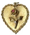 Bob Hope Heart Pendant Gifted to Redd Foxx's Wife -- Engraved ''TO JEAN / XMAS 1972 / BOB HOPE'' -- With Letter Signed by Hope -- 1.5'' x 1.5'' -- Very Good -- From Redd Foxx Estate