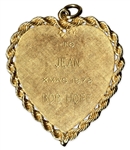 Bob Hope Heart Pendant Gifted to Redd Foxx's Wife -- Engraved ''TO JEAN / XMAS 1972 / BOB HOPE'' -- With Letter Signed by Hope -- 1.5'' x 1.5'' -- Very Good -- From Redd Foxx Estate