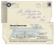 Redd Foxx Signed Airline Trip Insurance Policy From 1963 -- With Envelope Addressed to Wife, Mrs. Redd Foxx -- 8.5'' x 13'' -- Near Fine Condition -- From Redd Foxx Estate