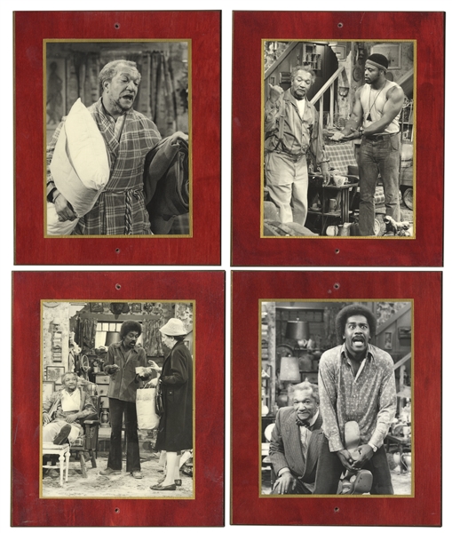 Lot of 36 Redd Foxx Plaques -- Most Are ''Sanford & Son'' Stills Laminated on Wood -- Range From 7'' x 9'' to 16'' x 13'' -- Overall Very Good Condition -- From Redd Foxx Estate
