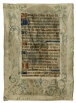 15th Century Hand-Painted Manuscript Page From ''Book of Hours'' -- Illustrates Presentation of Jesus Christ