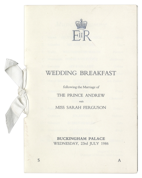Prince Andrew and Sarah Ferguson Wedding Breakfast Program