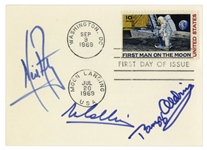 Apollo 11 First Day Cover Boldly Signed by Neil Armstrong, Buzz Aldrin and Michael Collins -- With LOA From Steve Zarelli