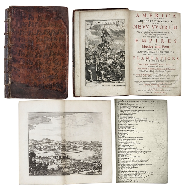 Important 17th Century First Edition of ''America: Being the Latest and Most Accurate Description of the New World'' -- Includes 75 Engravings of American Geography, Animals & Native People