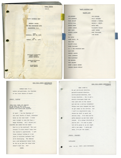 ''Happy Birthday, Bob'' Script From Bob Hope's 75th Birthday Special  in 1978, Owned by Redd Foxx Who Guest Starred -- 199 Pages -- Very Good Condition -- From Redd Foxx Estate