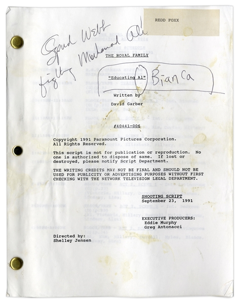 ''The Royal Family'' Episode 7 Shooting Script Owned & Annotated by Redd Foxx -- Dated Weeks Before Foxx's Death -- 44 Pages -- Very Good Condition -- From Redd Foxx Estate