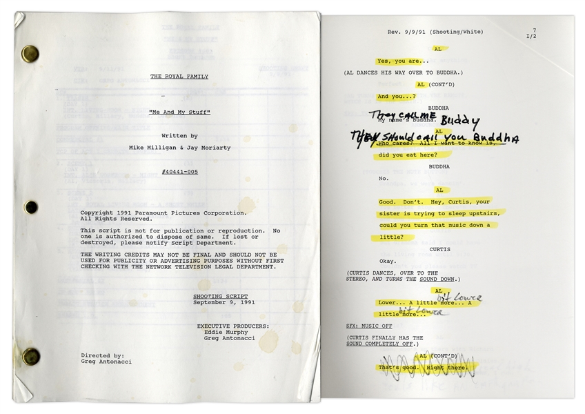 ''The Royal Family'' Episode 3 Shooting Script Owned & Annotated by Redd Foxx -- Dated Weeks Before Foxx's Death -- 47 Pages -- Very Good Condition -- From Redd Foxx Estate