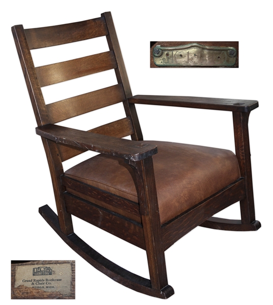 White House Rocking Chair Used by President John F. Kennedy -- With White House Inventory Plate ''JK-1-5-60''