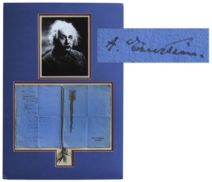 Albert Einstein Signed Menu From 1935 -- Also Signed by Prominent Jewish Leaders