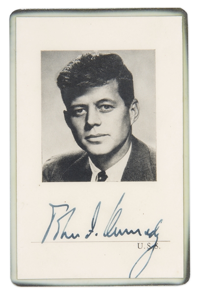 John F. Kennedy Signed U.S. Senate ID Card -- With LOA From Evelyn Lincoln
