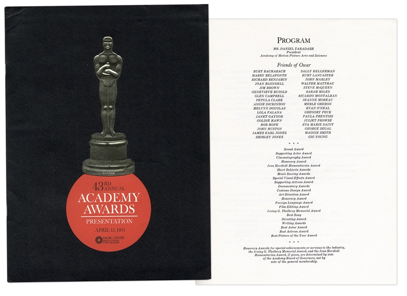 43rd Academy Awards Presentation Program