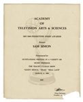 Emmy Nomination for The Tracey Ullman Show Given to Sam Simon in 1988 -- From the Sam Simon Estate