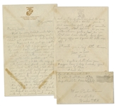 Rene Gagnon Autograph Letter Signed -- ...carry our rifle, and a 60 lb. pack, our ammunition belt, full of ammunition bayonets, steel helmets...Im so tired... -- With Original Signed Envelope