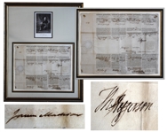 Thomas Jefferson & James Madison Signed 1804 Ships Passport -- Beautifully Framed Display