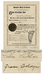 President Calvin Coolidge & First Lady Grace Signed 1927 Birth Certificate