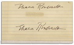 Eleanor Roosevelt Twice-Signed Index Card -- 3 x 5 -- Very Good