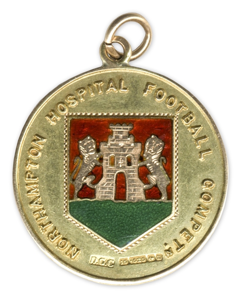 Gold Winner's Medal Won in 1911 by Director C.W. Wright of Newcastle United -- Accompanied by Two Original Team Photographs