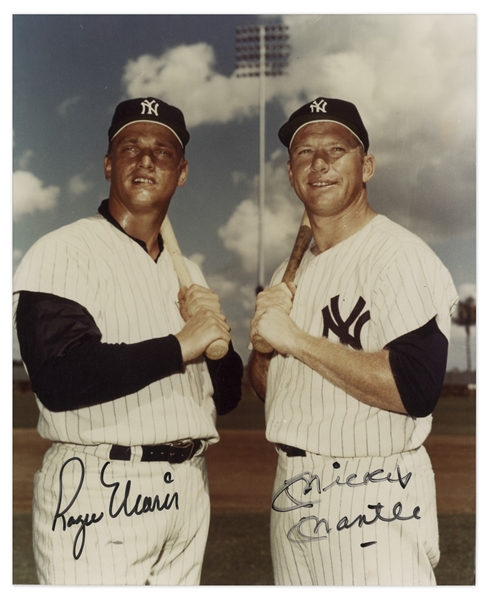 Mickey Mantle & Roger Maris Signed 8'' x 10'' Photo in Near Fine Condition -- With PSA/DNA COA