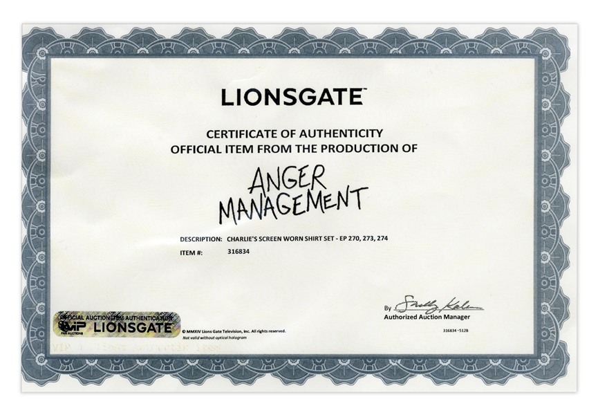 Charlie Sheen Screen-Worn Shirt from ''Anger Management'' -- With Lionsgate COA